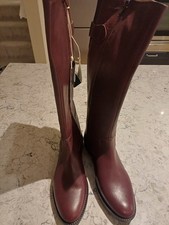 Joules Women's Canterbury Leather Knee Length Boots. Chestnut. UK6