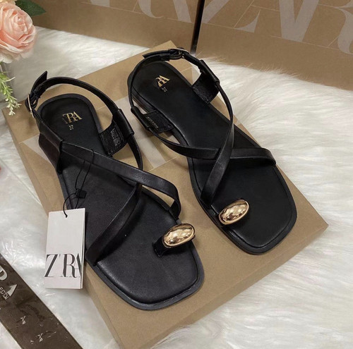 Zara black leather - leather, strappy