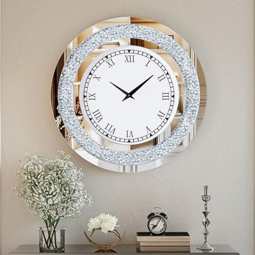 Round mirror clock sparkle - mirror,