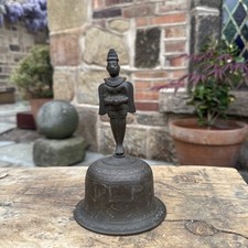 Vintage Indian Temple Bell Hindu Hanuman Garuda Double Face Brass Prayer 