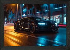 Bugatti Chiron Framed Wall Art Poster Canvas Print Picture