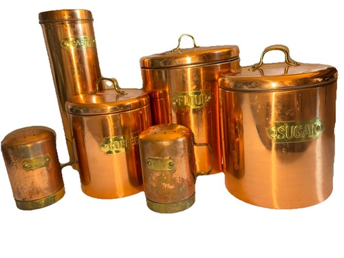 Vintage copper canister set - canister,
