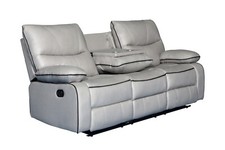Sofa Grey Fabric PU Recliner Arm Chair, 2, 3 Seater with Set Cup Holder