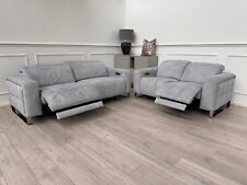 Sofology Marvella 2.5 + 2 Seater Sofa Set Flecked Silver Fabric Power Recliner