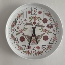 Emma Bridgewater Inspired Pink Lovebird Design Decorated Wall Clock Brand New