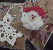Santa Bauble Christmas Tree Decorations, Traditional Handmade Crochet Gift