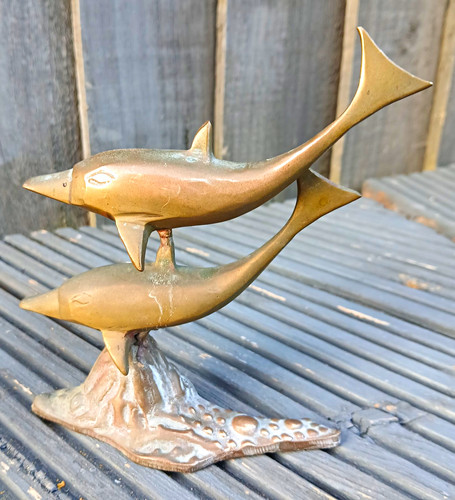 Metal dolphin figurine - dolphin,