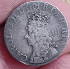 1660/85 Charles ll Silver Threepence Coin. Spink 3325. High Grade. Nice !!