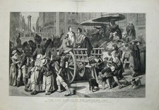 Old Antique Print Girondists 1881 Children Men Women Horse Cart Street 19th