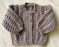 *NEW* (3-6 Months /18”) Handknitted Mink Baby Cardigan (Shell Stitch)