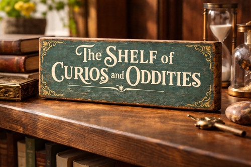 Curios sign wooden vintage