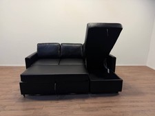 Reagan Faux Leather Right Hand Corner Sofa Bed With Storage – Black