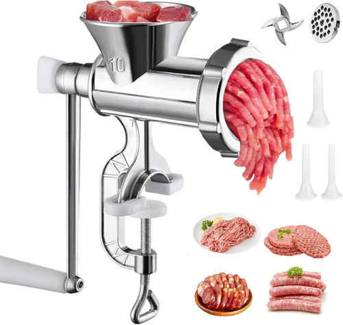 Manual meat grinder with - manual,