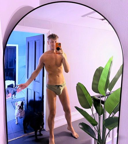 Men green swim briefs - briefs, with