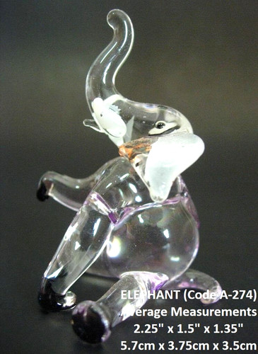 Miniature blown glass elephant - blown,