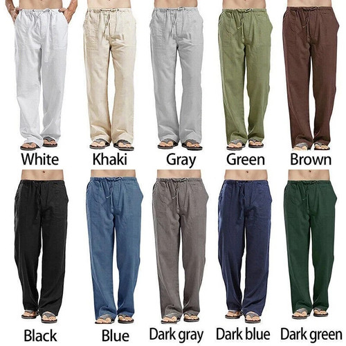 Mens drawstring casual linen - drawstring,