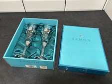 Eamon Glass Irish Claddagh Ring Champagne Flute Set Boxed ‘House Clearance’