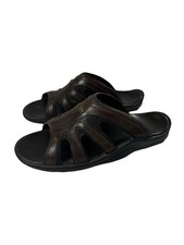 RARE Vintage Oakley Men's Brown Leather Brown Slide Sandals Y2K 90s Slip-On Sz 9
