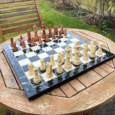 Wooden chess set grey - chess,