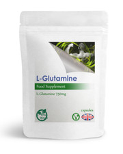L-Glutamine 750mg - 30/60/90/120/180 Capsules (V) Recovery Aid Amino Acids, UK