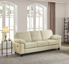 Cream High Grade Genuine Leather 3 Seater Sofa, 2 Seater or Armchair USB  BOSTON