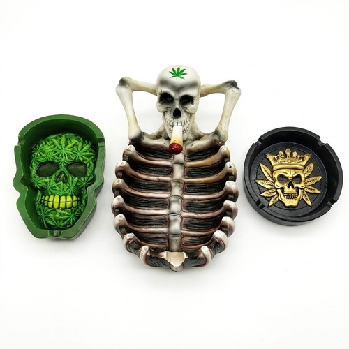 Skull skeleton ashtray rolling - skeleton,