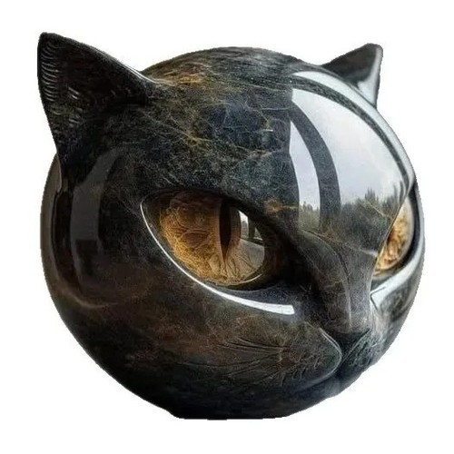 Black cat head resin figurine - resin,
