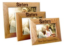 Personalised Sister Wooden Oak Landscape Photo Frame, Engraved Gift