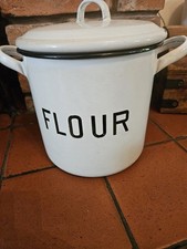 Vintage White Enamel Flour Bin