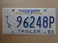 Mississippi TLR 96248P TRAILER USA License Plate / American Number Plate