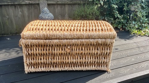 Vintage wicker storage chest - wicker,