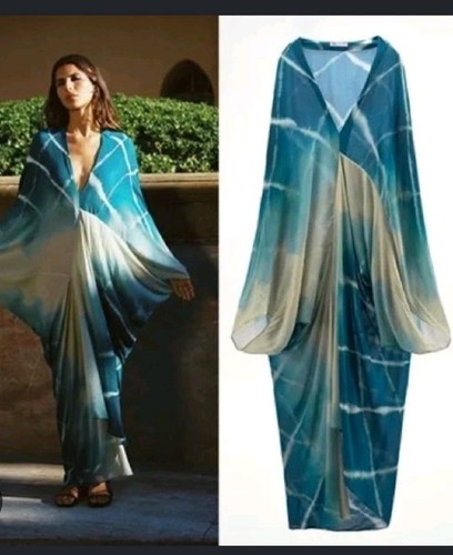 Zara pleat kaftan midi maxi