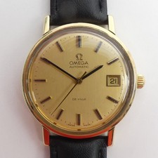 GENTS 9CT GOLD OMEGA DE VILLE AUTOMATIC DATE ADJUST WATCH IN G.W.O.