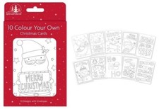 10x Colour Your Own Christmas Cards Gift Making Envelope Craft Kit Blank Card