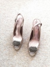 Phase Eight shoes heel court pumps gold diamante slingback occasion wedding UK 3