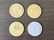 4 Antique Fruit Picker Worker Tokens St Mary's Wisbech 1d 2d 3d 1/-