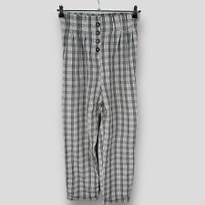TOPSHOP Women's UK 10 Black White Check Button Details Trousers High Waist
