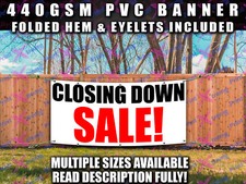CLOSING DOWN SALE BANNER SIGN Indoor Outdoor SHOP STALL DISCOUNT CLEARANCE PVC