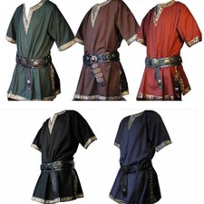 Medieval Renaissance Tunic Top Shirt Norseman Saxon Cosplay Men Costume