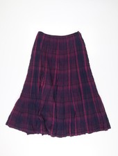 Adini Women’s Purple Plaid Cotton Midi A-Line Skirt S