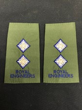 Genuine British Army Royal Engineers Rank Slides, Olive Green, (Lt)