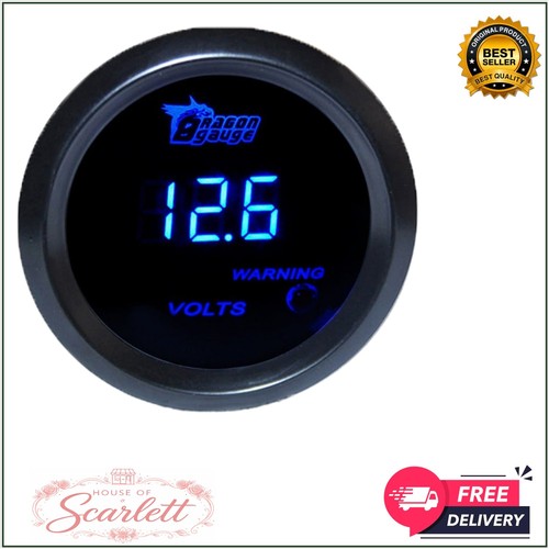 52mm black car volt gauge - black,