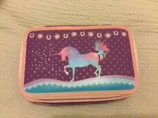 Unicorn 3 compartment zip pencil case. 
