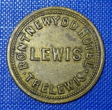 Wales, Trelewis, Glamorgan, Bontnewydd Hotel, (Lewis) Lewis 3D Pub Token-  Read!