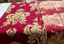 Antique Red Fabrics Vintage Damask Floral Toile Textile X 2pc