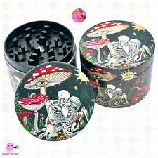 50mm Kissing Skeletons Mushrooms Metal Tobacco Magnetic 4Part Grinder Funny Gift