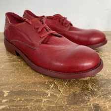 Leather Lace Up Shoes UK 2 Red Handmade Italy Vero Cuoio
