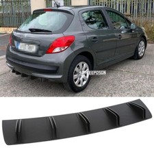 10 Fins Wing Rear Bumper Diffuser Lip Splitter Spoiler For PEUGEOT 207 2006-2014
