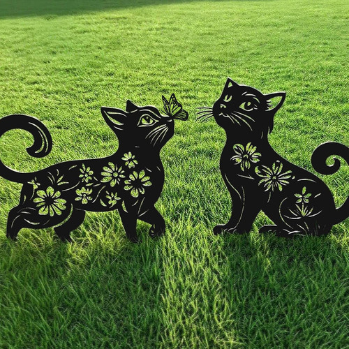 Metal cat garden decor for - metal,