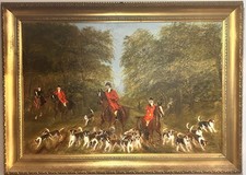 Stunning vintage  Painting of of an English Fox Hunt By Gwen Cooper
